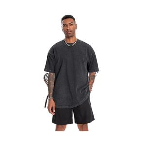 T-shirt pour homme avec logo personnalisé, style hip-hop, coupe ample et décontractée, streetwear, 100% coton, écologique, col rond, vente en gros - Product Image 6