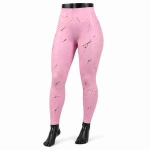Pink Gold Paisley Print Twist <b>Mesh</b> High Waist Full Length Yoga Leggings Seamless Elastic Waist Women's Fitness <b>Pants</b> - Product Image 2