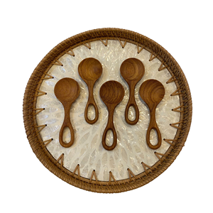 Cuchara de Té de Madera, Diseño Vintage, Mango Largo, Duradera, Ecológica, Chapada en Oro, Pulido Espejo, Capacidad de 10 ml, Utensilio de Cocina - Product Image 4