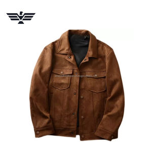 Chaqueta casual de invierno para hombre, diseño único, de cuero de gamuza, con botones, estilo vintage, tipo camionero. - Product Image 3