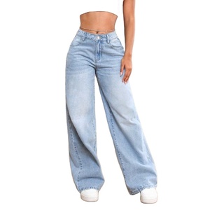 Jeans de Mezclilla Estilo Vintage Y2K para Mujer, Cintura Alta, Lavado Desgastado, Tela Cómoda y Transpirable, Corte Recto Holgado - Product Image 1
