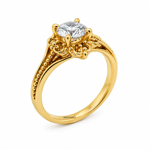 Round Cut Moissanite Engagement <b>Ring</b> in 10K 14K 18K Gold 925 935 Silver <b>Rhodium</b> Plated for Wedding Anniversary - Product Image 2