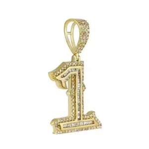 Colgante de Plata de Ley 925 con Número Uno, Estilo Hip Hop, Pequeño, con Circonita Cúbica, Regalo de Aniversario para Esposo - Product Image 1