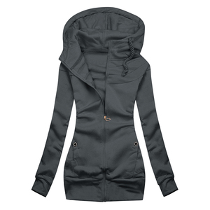 Felpe <span class=keywords><strong>con</strong></span> <span class=keywords><strong>Cappuccio</strong></span> Eleganti da Donna, Tinta Unita, Casual, <span class=keywords><strong>con</strong></span> Zip, Manica Lunga, Giacche <span class=keywords><strong>con</strong></span> <span class=keywords><strong>Cappuccio</strong></span> Femminili - Product Image 5