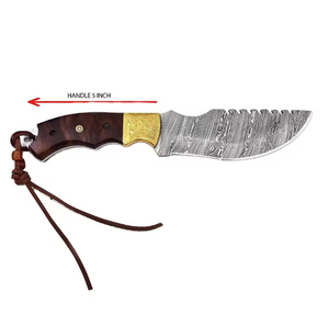 Cuchillo Bowie de Caza Damascus, Hoja Fija de Acero Inoxidable de Alta Resistencia, Borde Dentado, Espiga Completa, Personalizable, para Campismo al Aire Libre - Product Image 2