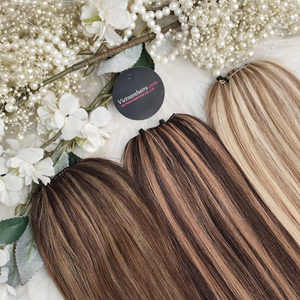 Extensiones de Cabello Humano Virgen Vietnamita 100% de Alta Calidad, Ligeras, Invisibles, con Doble Trama a Máquina y Cutícula Completa - Product Image 1
