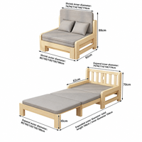 Canapé-lit en bois massif rembourré écologique, éponge haute densité confortable, pliable avec accoudoirs