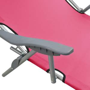 Grand transat pliable d'extérieur en acier thermolaqué rose et tissu - Product Image 5