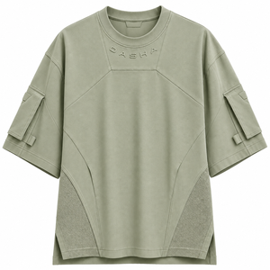 T-shirt cargo oversize à manches courtes pour homme, couleur unie, style hip-hop streetwear, vente chaude, OEM, vente en gros, faible MOQ - Product Image 4