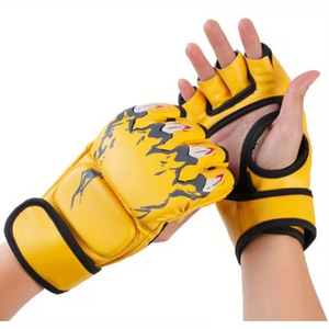 Gants de boxe en cuir noir pour adultes, gants d'entraînement MMA, sangle de poignet réglable, équipement d'arts martiaux antidérapant - Product Image 4
