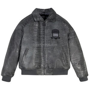 Chaqueta de Cuero Genuino para Hombre, Edición Limitada ICON, Estilo Desgastado, Imitación Piel de Cocodrilo - Product Image 1