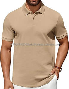 Camisas para Hombre de Poliéster/Algodón, Manga Corta, Cuello y Puños Acanalados, Estilo Clásico, Transpirable, con Botones - Product Image 1