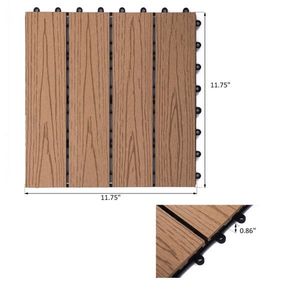 12\" X 12\" <b>Interlocking</b> Teak As Deck <b>Tiles</b> Pack of 11 Outdoor Patio <b>Flooring</b> Grooved Edge DIY Model Acacia Engineered Wood - Product Image 3