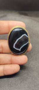 AAAAA Cabochon rainuré en laiton, Agate rayée étonnante, Pierre précieuse en vrac de guérison pour la fabrication de bijoux et la sertissage en clos - Product Image 4