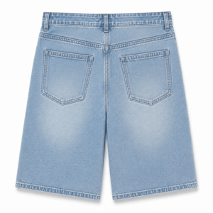 Shorts en jean baggy à rayures verticales personnalisées, style rétro vintage, coupe large, idéal pour les hommes urbains - Product Image 3