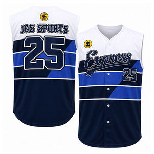 OEM Custom Sublimated Printed Baseball Jersey Short Sleeveless Unisex Quick Dry Plus Size Breathable Button Moisture Wicking - Product Image 4