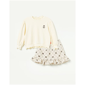Conjunto de Ropa Infantil Coreana OZKIZ 100% Algodón con Mini Lazos, Moda para Niñas de 2 a 6 Años, Venta al Por Mayor para Primavera/Otoño - Product Image 1
