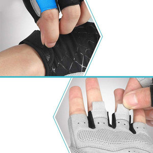 <b>Half</b> Finger Cycling Gloves Unisex Black Striped Non <b>Slip</b> Breathable Polyester Nylon Racing Gloves for Outdoor Sports Training - Product Image 4