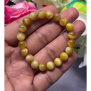 Tiger eye <b>Bracelet</b>: Round <b>Gemstone</b> Beads, Stretch <b>Bracelet</b> Unisex Classic Style Certified Anniversary Gift - Product Image 2
