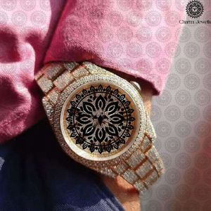 Montre de luxe pour homme Charm Jewells, acier inoxydable, lunette sertie de diamants, mouvement mécanique analogique, date automatique, boîtier 40 mm, 10 bars - Product Image 2