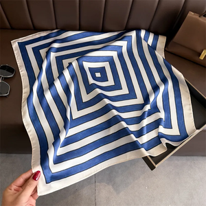 2026 Fashion square <b>scarf</b> for Women Hair Band Soft Neckerchief Vintage Hijab Stripe Print Headscarf Female Pashmina Bandana - Product Image 4
