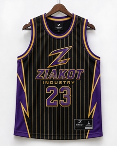 Maillot de basket-ball authentique Ziakot Industry personnalisé noir-ancien or, style rétro, vente en gros directe - Product Image 2