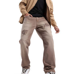 กางเกงยีนส์เดนิมลำลองผู้ชายคุณภาพดีที่สุด ผ้าฝ้าย 100% เอวสูง ทรงปกติ ตัดตรง ลายพิมพ์ มีกระเป๋า - Product Image 3