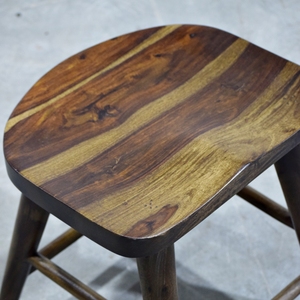 Farmhouse Style <b>Wooden</b> Backless <b>Stool</b> with Curved Seat and Fabric Upholstery Minimalist Design for Home Kitchen Dining - Product Image 6
