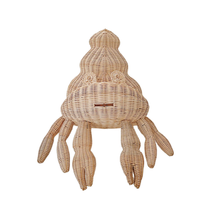 Panier mural tressé à la main en forme de coquille de crabe, en rotin, pour décorer la chambre d'enfant, organisateur de rangement, joli animal marin, art mural pour chambre de bébé - Product Image 1