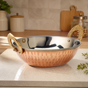 กระทะทองเหลืองตีลายพร้อมด้ามจับ |   กระทะทองเหลืองพรีเมียมสำหรับทำอาหาร |   กระทะทอดแบบอินเดียดั้งเดิม |   ครัวเรือนสำหรับงานหนัก - Product Image 2