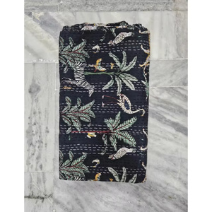Veste en coton 100% imprimé jungle, style traditionnel indien Kantha, faite à la main, texturée, pour femme, vêtements d'occasion - Product Image 2