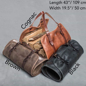 Porta leña de cuero, bolsas de lona encerada para almacenamiento de leña, soporte de cuero para leña - Product Image 5