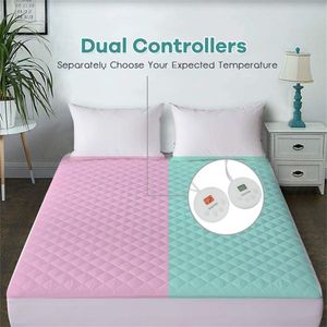 Materasso Elettrico Riscaldato 78x80 Pollici con Doppi Controllori, Coperta Calda Invernale in Poliestere e Cotone Lavabile per Uso Domestico, Spina US/UK - Product Image 2