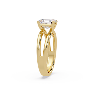 Anillos de Lujo de Oro Puro de 14K con Corte Asscher, Diamante Cultivado en Laboratorio de 2.00 Ct, Certificado IGI, Anillos de Compromiso con Vástago Ancho, Anillos de Boda - Product Image 4