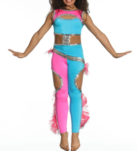 Uniformes de Baile Personalizados para Equipos de Animadoras Infantiles, 100% Poliéster, Calidad Premium, Ropa de Actuación, Estilo Latino Jazz - Product Image 1