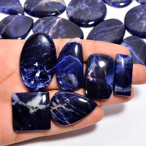 Cabujón de Sodalita Natural, Gema Suelta Azul de Forma Mixta, Piedra Lisa con Diámetro de Orificio y Peso Personalizables para Joyería - Product Image 2