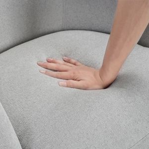 Poltrona Girevole in Bouclé Grigio Chiaro, 1 Pezzo, in Legno Massello, Arredamento Contemporaneo Durevole per Soggiorno, Seduta di Lusso - Product Image 5