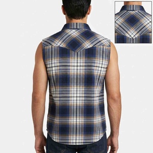 Camisa de Franela a Cuadros para Hombre, Estilo Nuevo, Personalizada, Tejida, Transpirable, Informal, Holgada, Talla Grande, Sin Mangas, de Algodón - Product Image 2