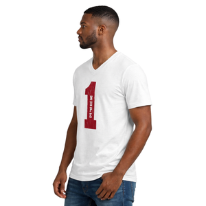 T-shirt col en V Kappa Alpha Psi Number 1 Klub blanc, vêtement de fraternité grecque avec motif audacieux, confort premium et coupe élégante - Product Image 3