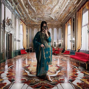 ชุดคุर्ติผ้าไหมชินนอนปักลายทันสมัยแห้งเร็ว พร้อมกางเกงดอทีและผ้าคลุมไหล่ สำหรับผู้หญิงในงานแต่งงานและเทศกาลดีวาลี จาก Ramdev Trading - Product Image 1