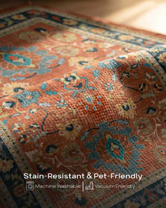 Alfombra de Poliéster con Diseño Floral Persa de Mittal Textile, Fabricada a Máquina, Pelo Medio, Base de Goma Antideslizante para Uso Doméstico y Comercial - Product Image 3