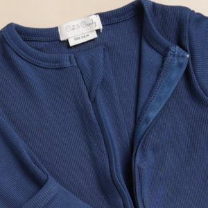 Lot de 2 barboteuses zippées en bambou élasthanne de qualité supérieure-Navy + Light Denim - Product Image 2