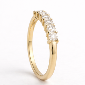 แหวนแต่งงานเพชรแล็บรับรองโดย IGI แหวนครึ่งวงกลมแบบเจ้าหญิง แหวนเพชรแล็บสำหรับวันครบรอบ แหวนทองคำแท้ 14K 18K - Product Image 3