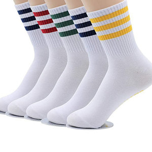 White Crew <b>Socks</b> With Yellow Stripes Breathable Cotton Adult Basketball Sports <b>Socks</b> Summer Regular Fit - Product Image 3