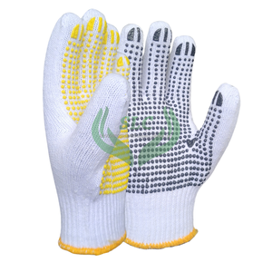 Gants en coton blanc blanchi avec pointillage antidérapant, sécurité accrue pour une adhérence et un confort supérieurs dans les travaux intensifs - Product Image 1