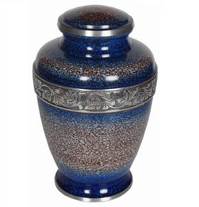 Recién lanzado, azul clásico con un patrón de crujido blanco o plateado. Urna de metal para cenizas humanas y urnas funerarias - Product Image 4