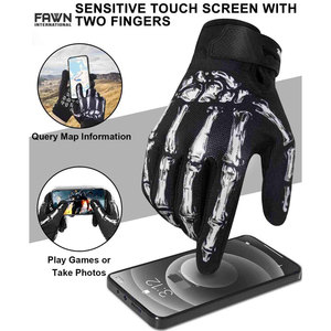 <b>Full</b> Finger Racing Gloves With <b>Skeleton</b> Print Touchscreen Compatible Breathable Nylon Outdoor Cycling Unisex - Product Image 4