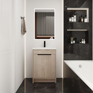KD-PACKING lavello da bagno indipendente da 24 pollici con G-LEMON in resina bianca SKUBVB02424PLO-GRB2440 W1286S00017 - Product Image 1