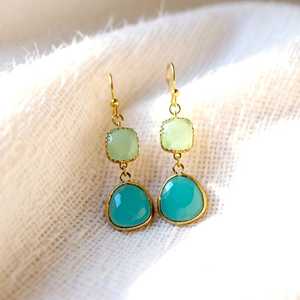 Light Mint Turquoise Earrings Dangle 925 Sterling <b>Silver</b> 14K Gold Plated Boho Gemstone Jewelry Gift For Women - Product Image 4
