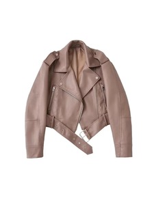 Chaqueta Corta Holgada de Cuero Sintético PU para Mujer, Estilo Vintage, con Cinturón, Cierre de Cremallera, Transpirable, para Invierno, Estilo Motero 2027 - Product Image 4